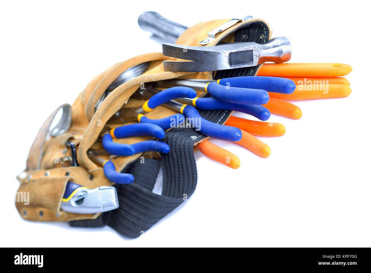 view of a tool belt with hand tools Stock Photo Alamy