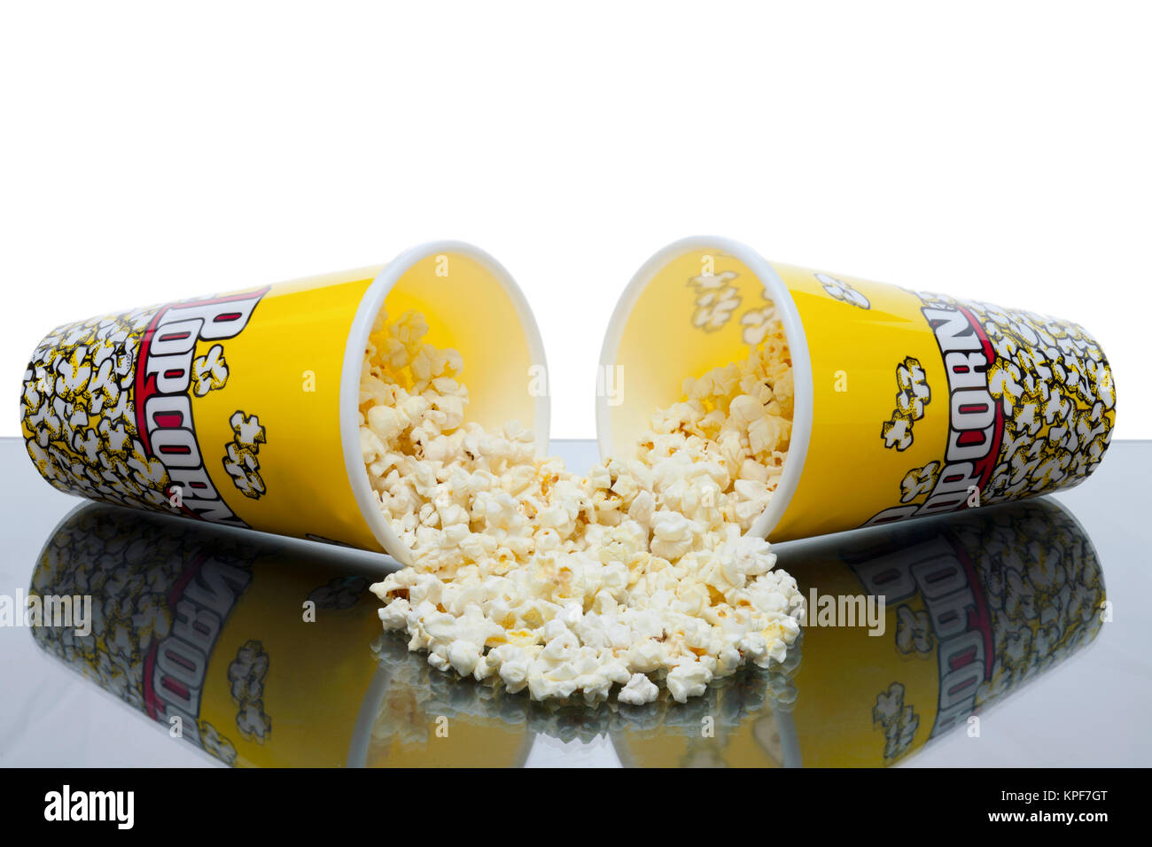 two cups of spilled popcorn Stock Photo Alamy