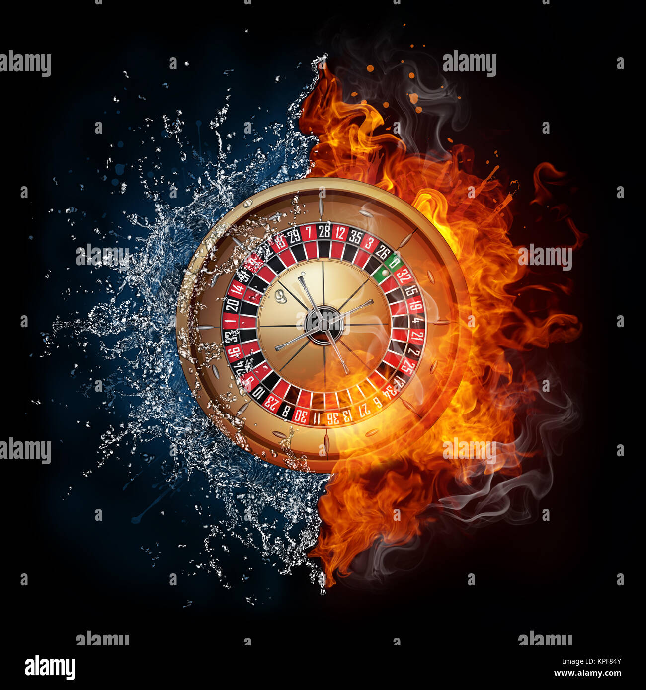 Casino Roulette in Water and Fire Isolated on Black Background Stock Photo  - Alamy