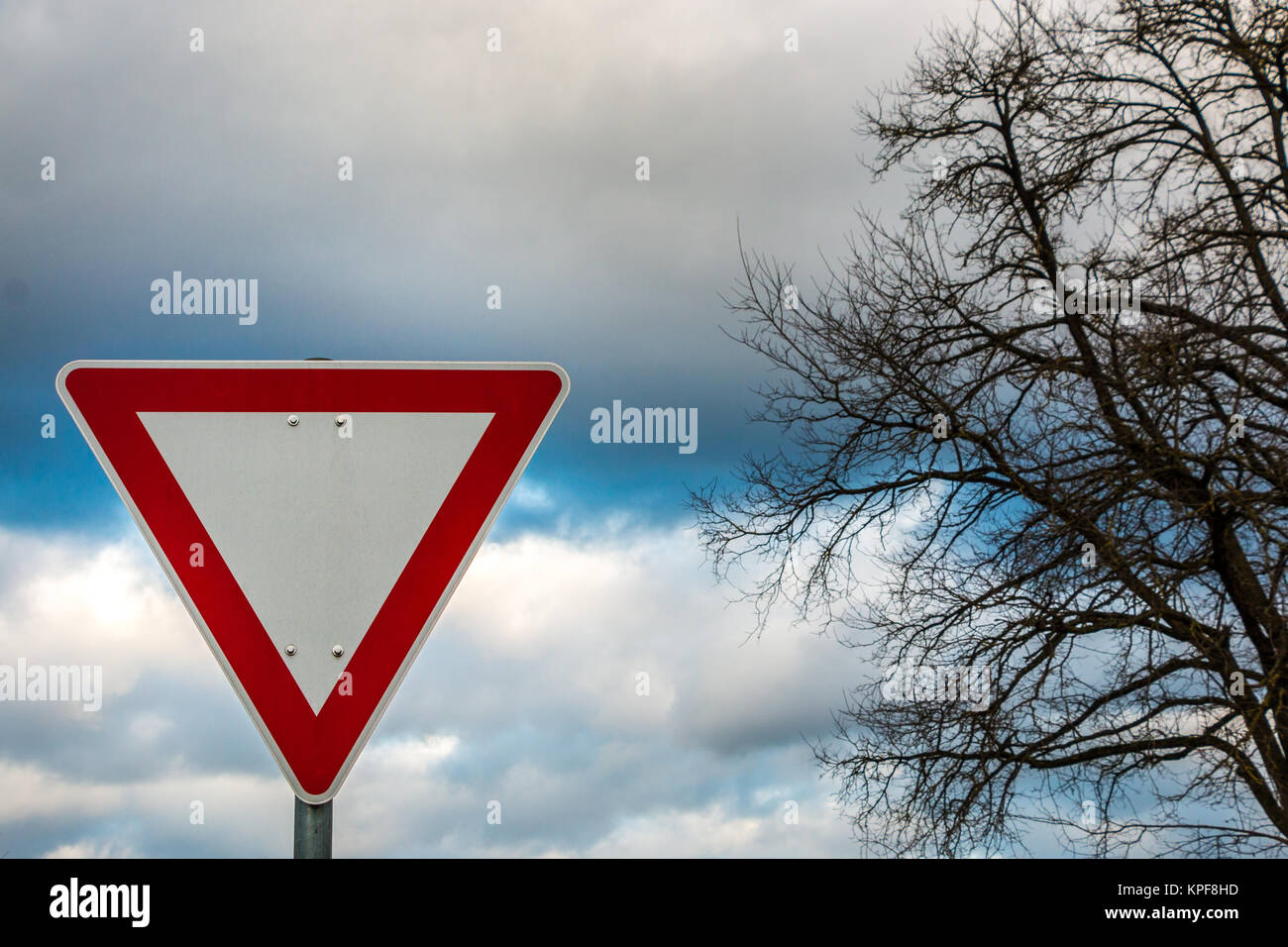 Traffic sign which means that you have to give way Stock Photo