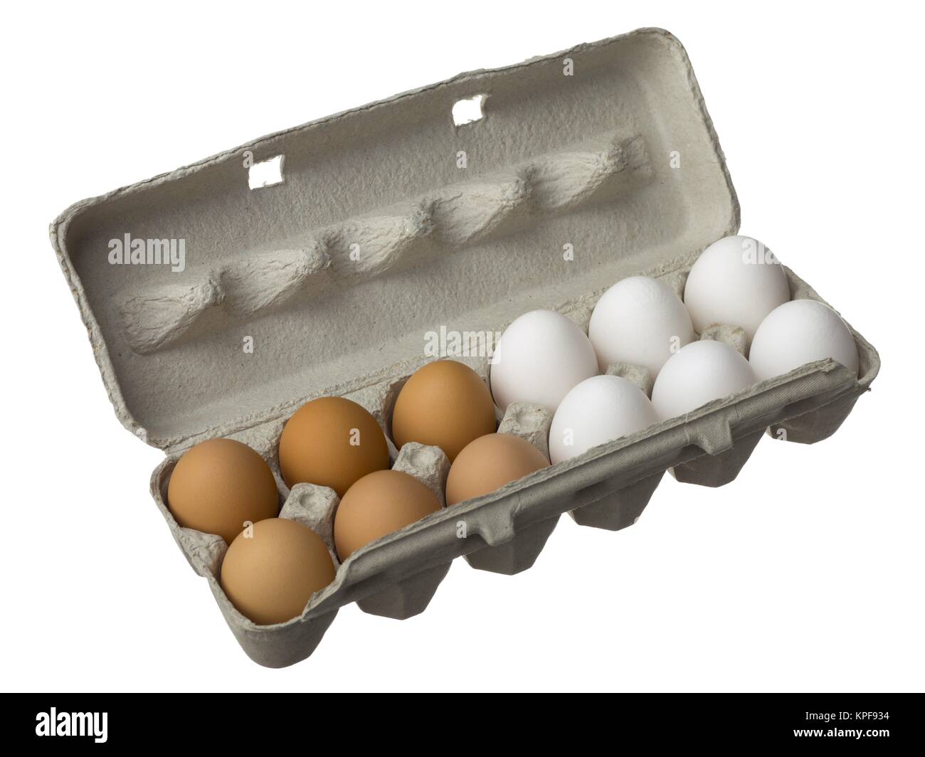egg carton with white and brown eggs Stock Photo - Alamy