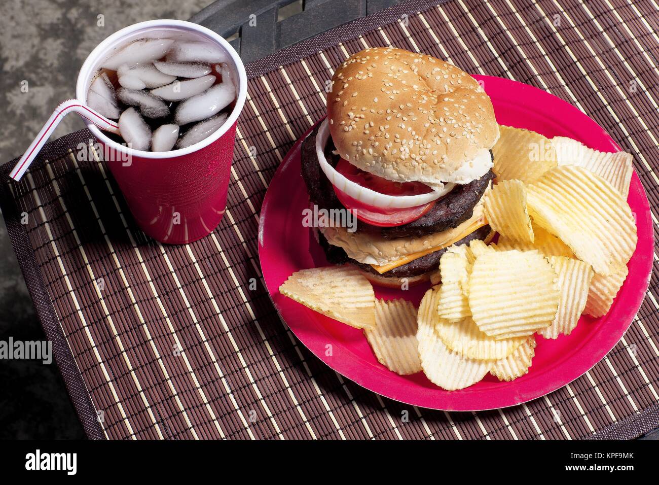 giant burger and chips Stock Photo Alamy
