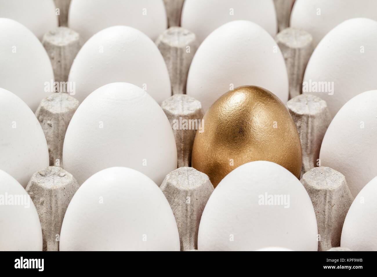 Golden egg in a row of the white eggs. 3D. Stock Photo by ©newb1 35522951