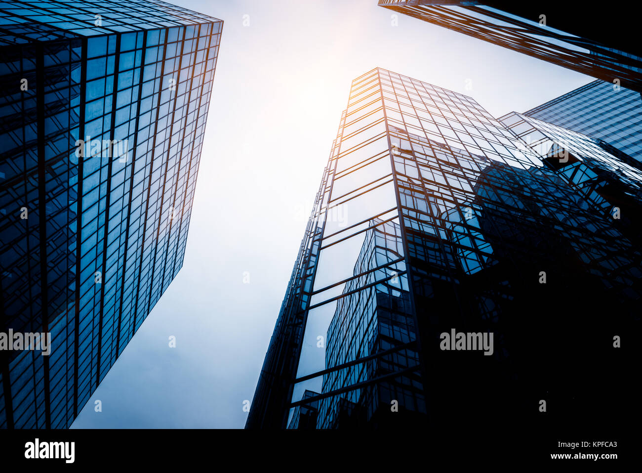 low angle view of skyscrapers in city of China Stock Photo - Alamy