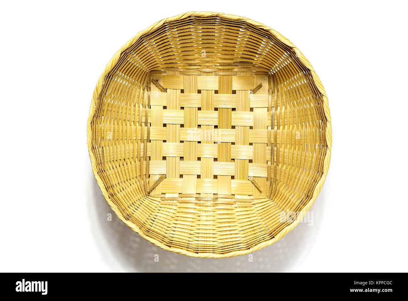 Top view of wicker basket isolated on white background Stock Photo Alamy