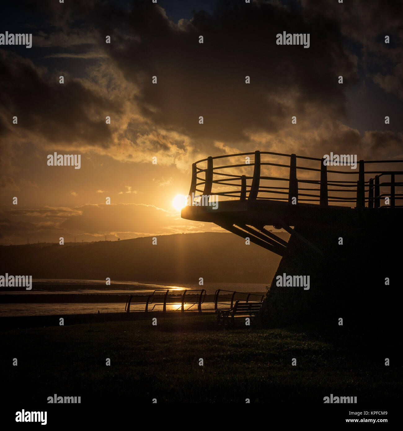 Sunset at Llanelli beach Stock Photo Alamy