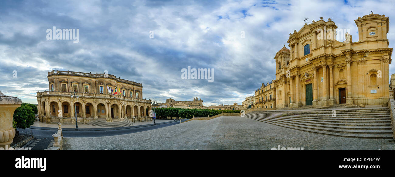 Scenic view of the Noto cathedral church, example of baroque architecture, Sicily, Europe Stock Photo