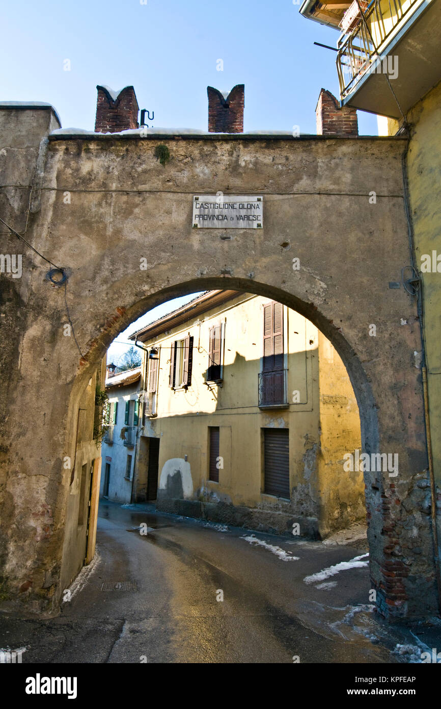 province of varese, castiglione olona, door of the old town Stock Photo