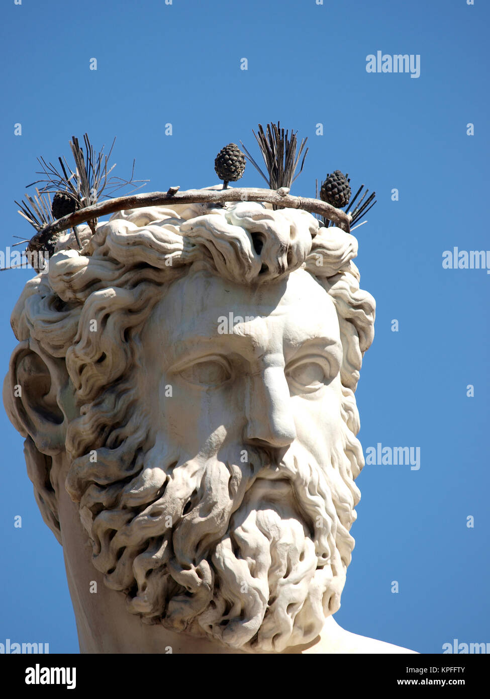 Statue of Neptune as part of the fountain on Piazza della Signoria in ...