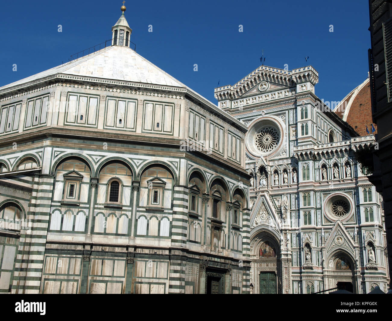 Florence - View of the Duomo and Baptistery . Stock Photo