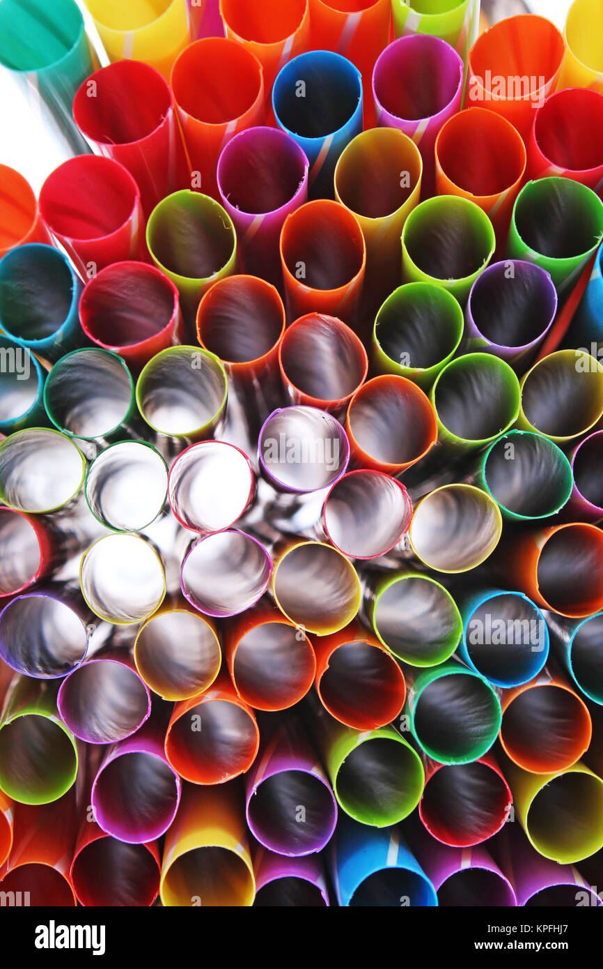 Fancy straw art background. Abstract wallpaper of colored fancy straws