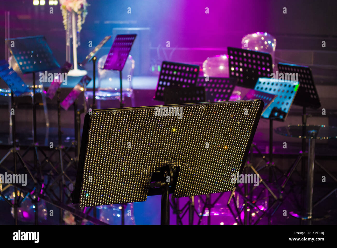 orchestra music stands Stock Photo