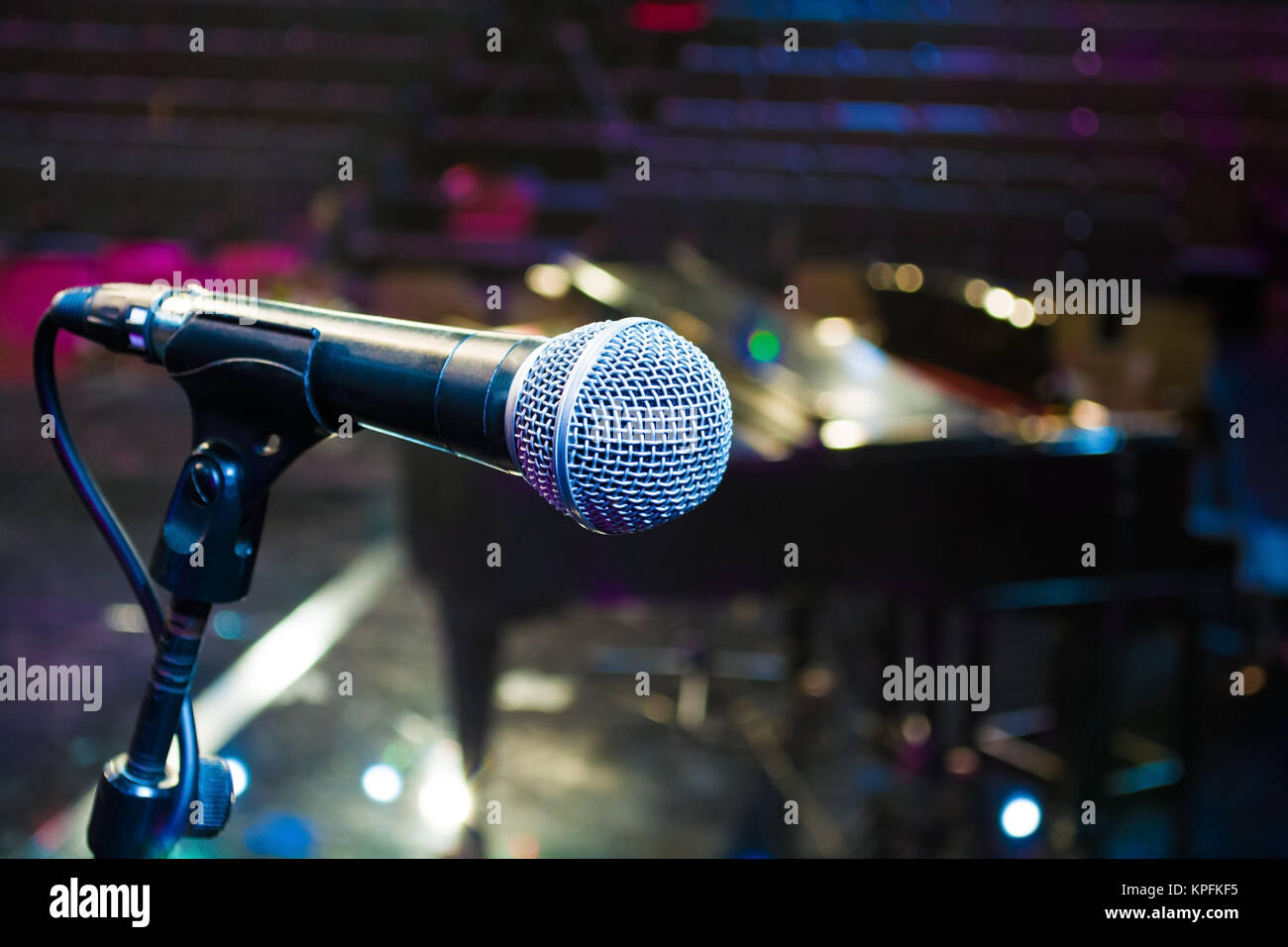 recording microphone above grand piano Stock Photo Alamy