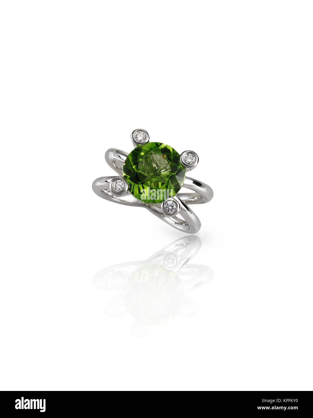 peridot engagement fashion diamond ring Stock Photo Alamy