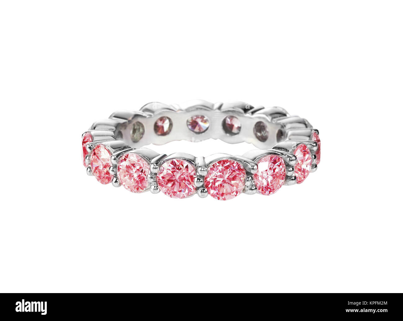 Pink diamond band wedding bridal engagement ring Stock Photo