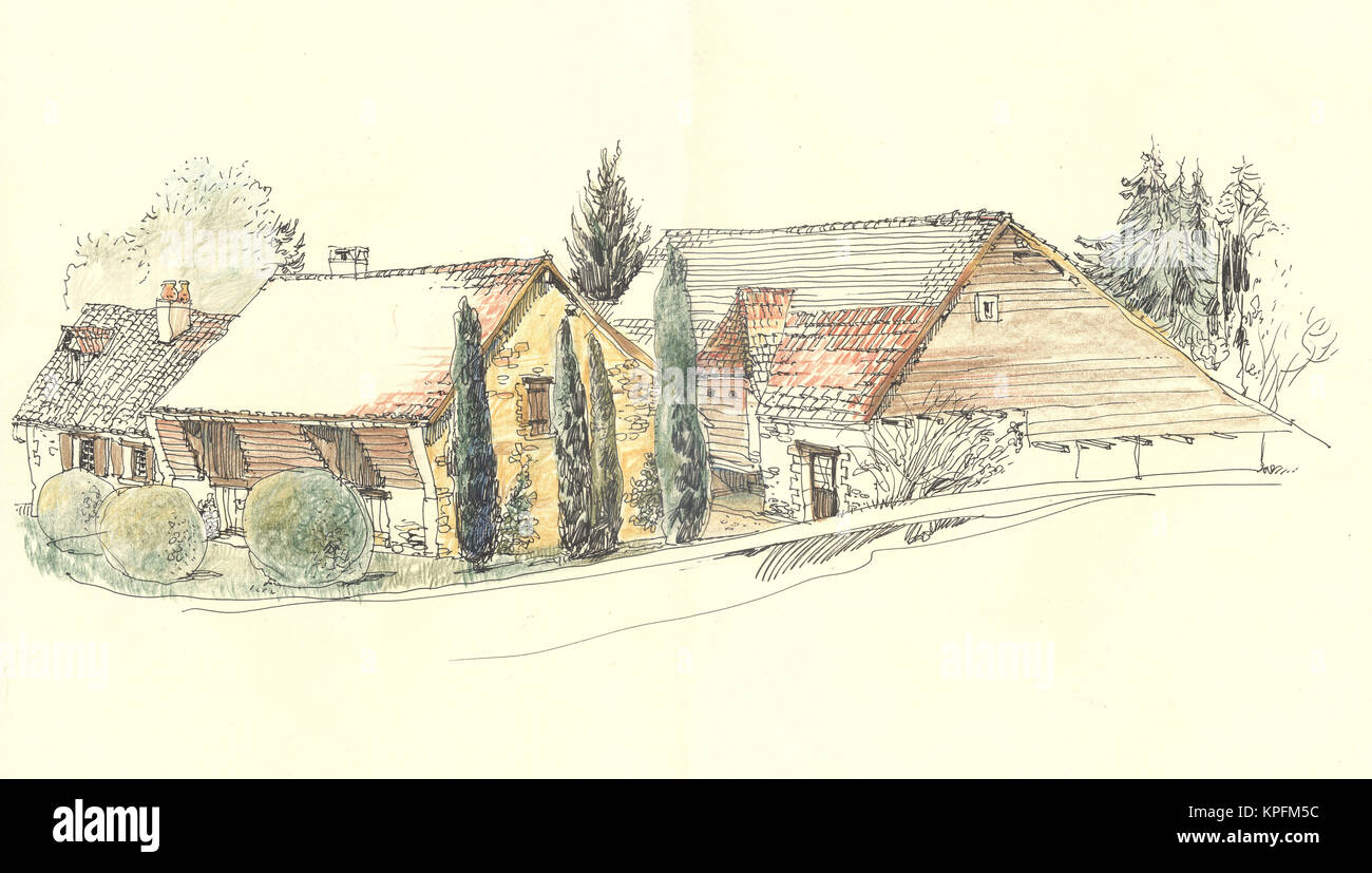 Rural landscape old house Stock Photo - Alamy