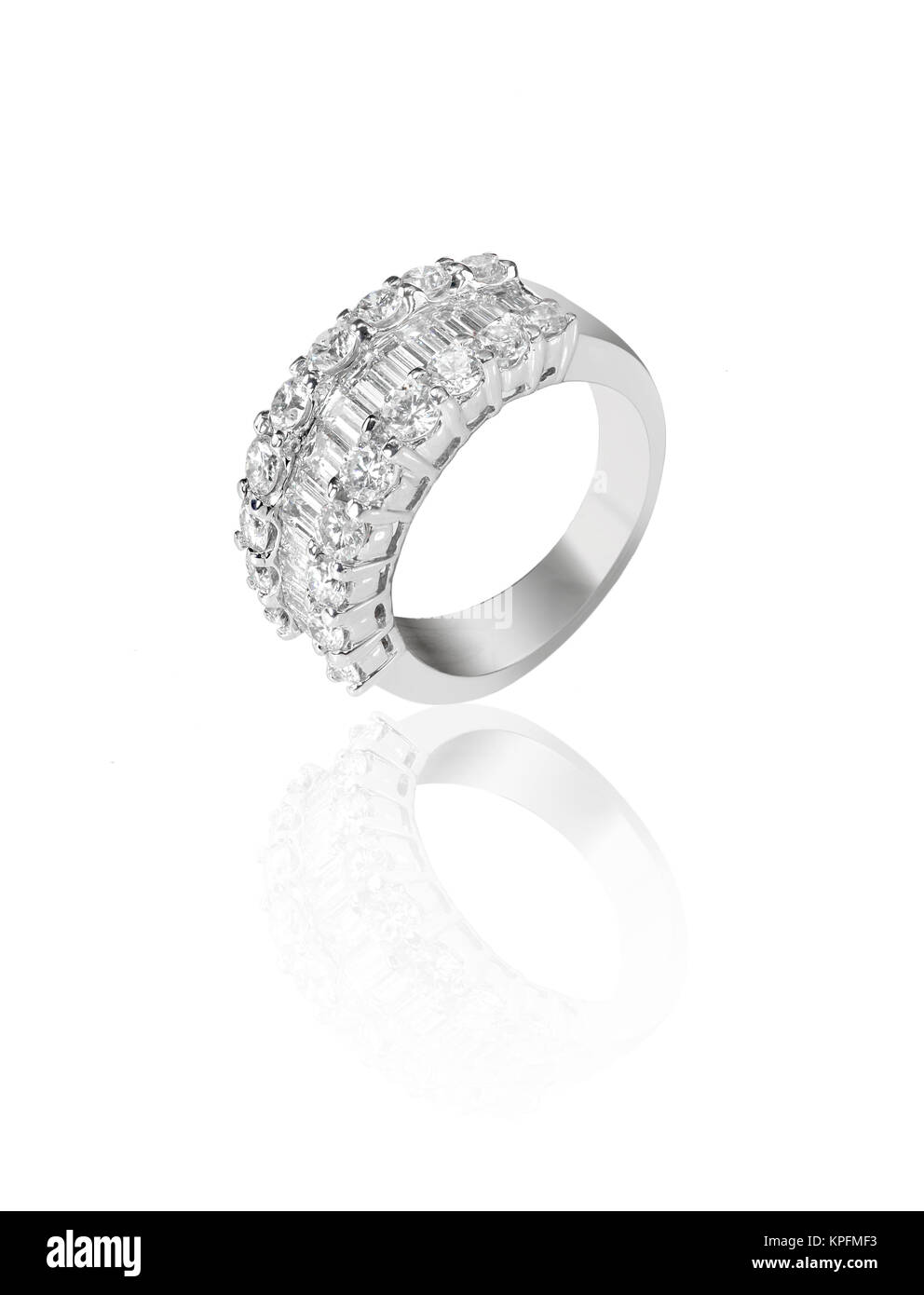 Diamond encrusted engagment wedding anniversary ring Stock Photo