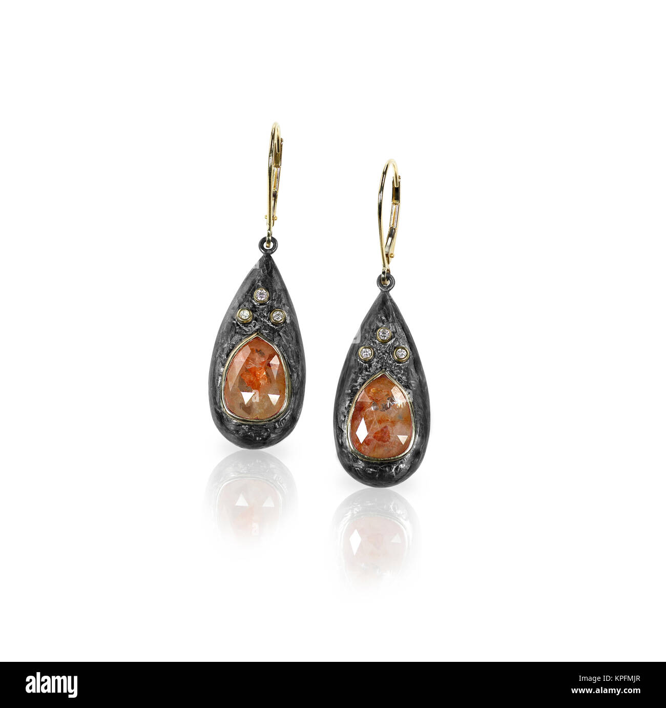 Chocolate Brown Diamond drop style dangle Earrings Stock Photo Alamy