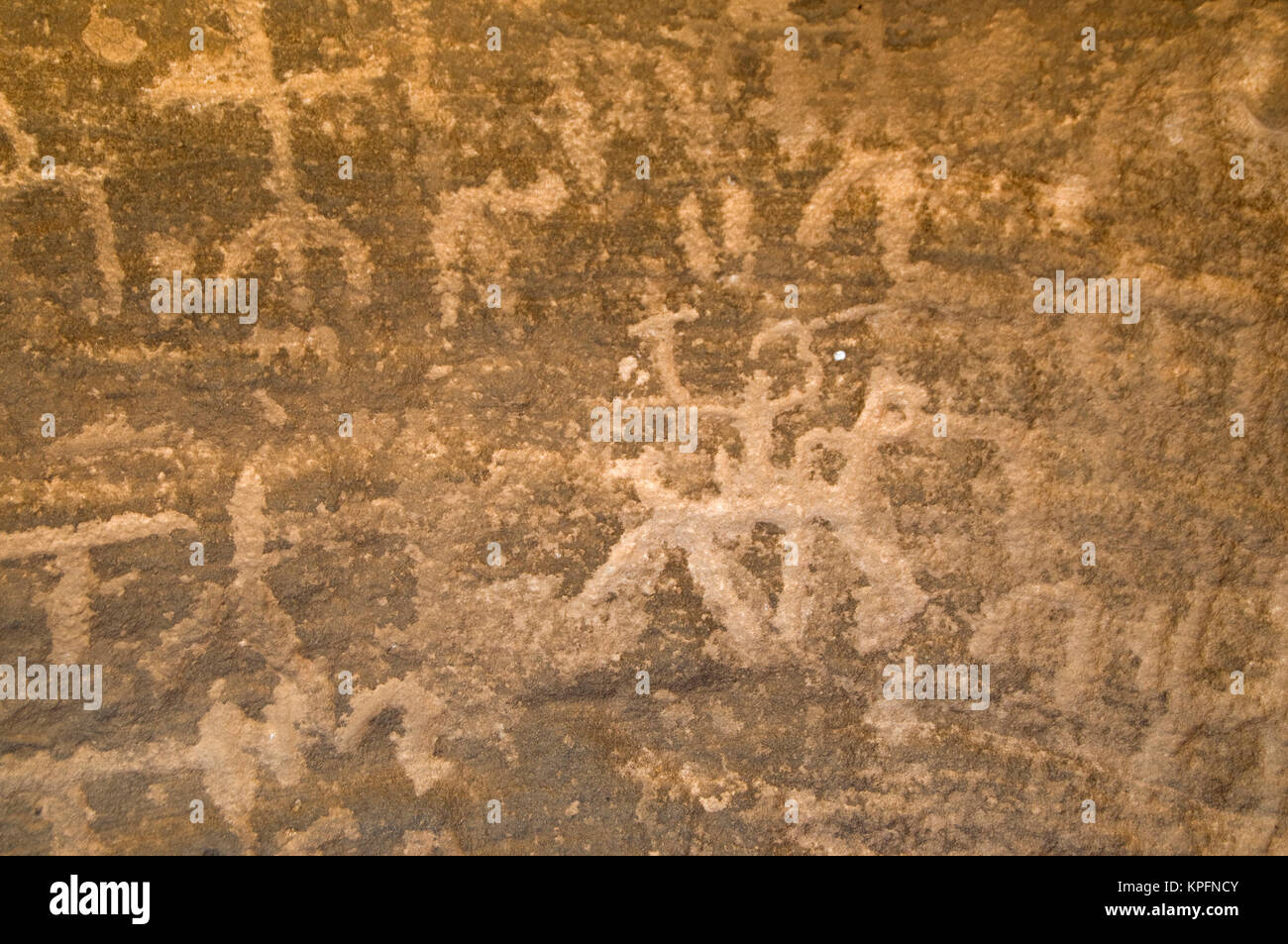 Jordan, Wadi Rum desert, Thamudic Inscriptions Stock Photo