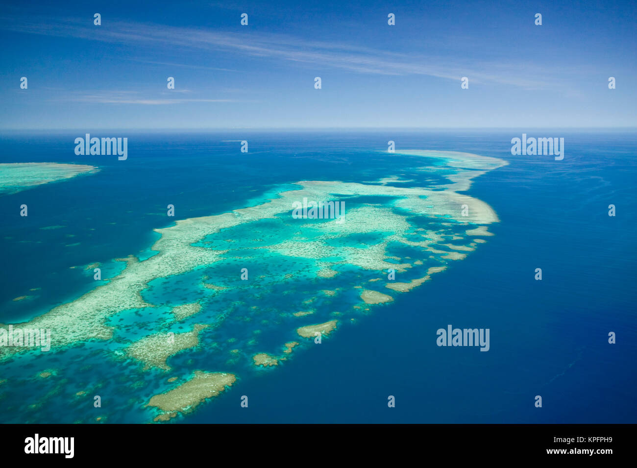 Australia, Queensland, North Coast, Cairns Area. The Great Barrier Reef- Aerial View of Elford Reef. Stock Photo