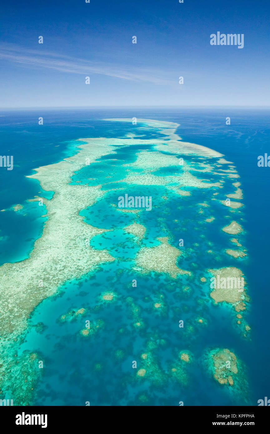 Australia, Queensland, North Coast, Cairns Area. The Great Barrier Reef- Aerial View of Elford Reef. Stock Photo