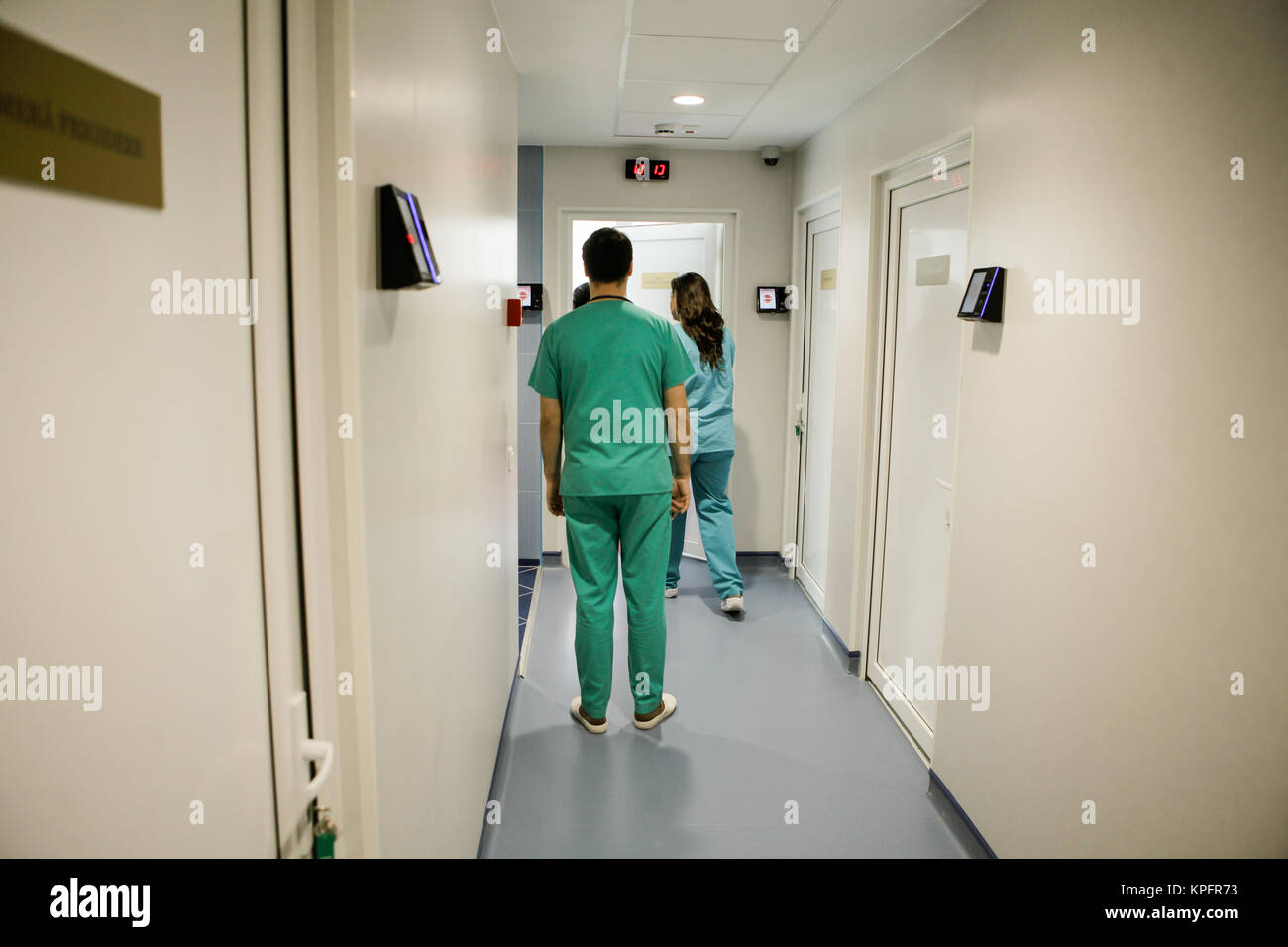Doctors on a hallway in a hospital Stock Photo Alamy