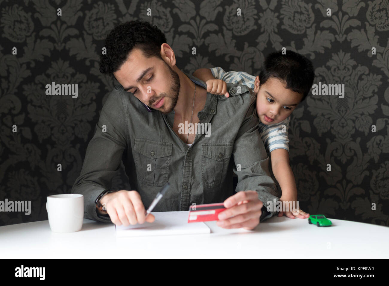 Daddy come and play! Stock Photo
