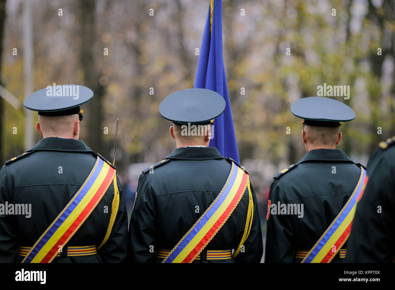 Armed soldiers take part at a military parade Stock Photo