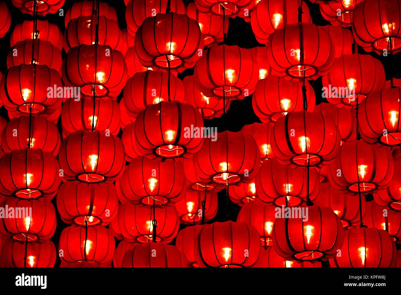 A cluster of red Chinese lanterns celebrating the Lunar New Year Stock ...