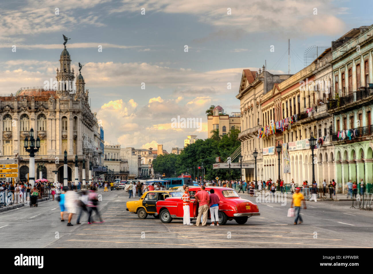 Taxi near capital building, Havana, Cuba Stock Photo