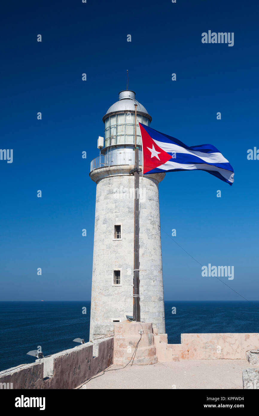 Cuba, Havana, Castillo de los Tres Santos Reys del Morro fortress, lighthouse Stock Photo