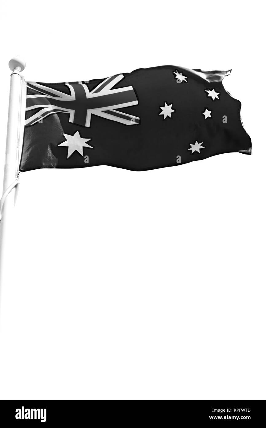 australia in the clear sky  the waving flag Stock Photo