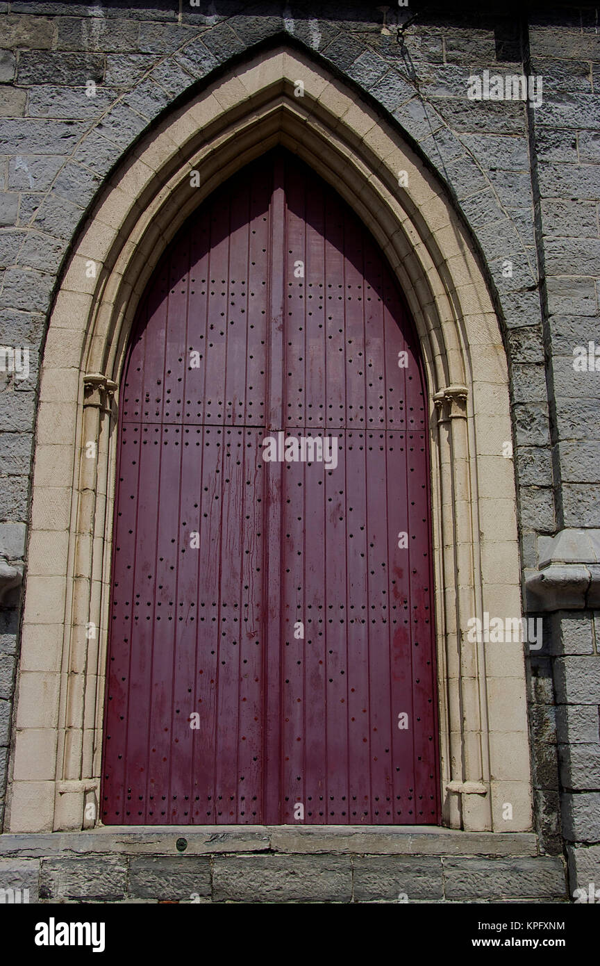 Europe, Belgium, Ghent. A gothic arch forms a doorway in historic Ghent Stock Photo