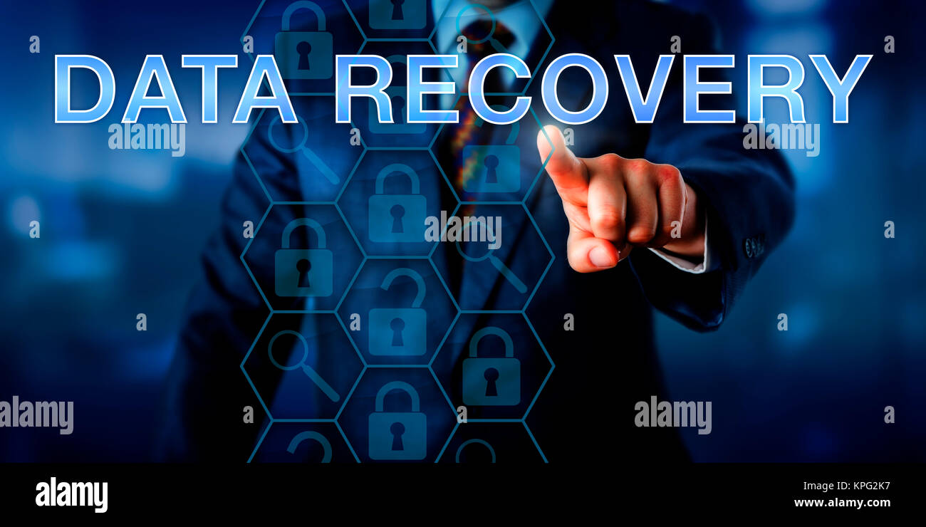 Manager Pointing At DATA RECOVERY. Stock Photo