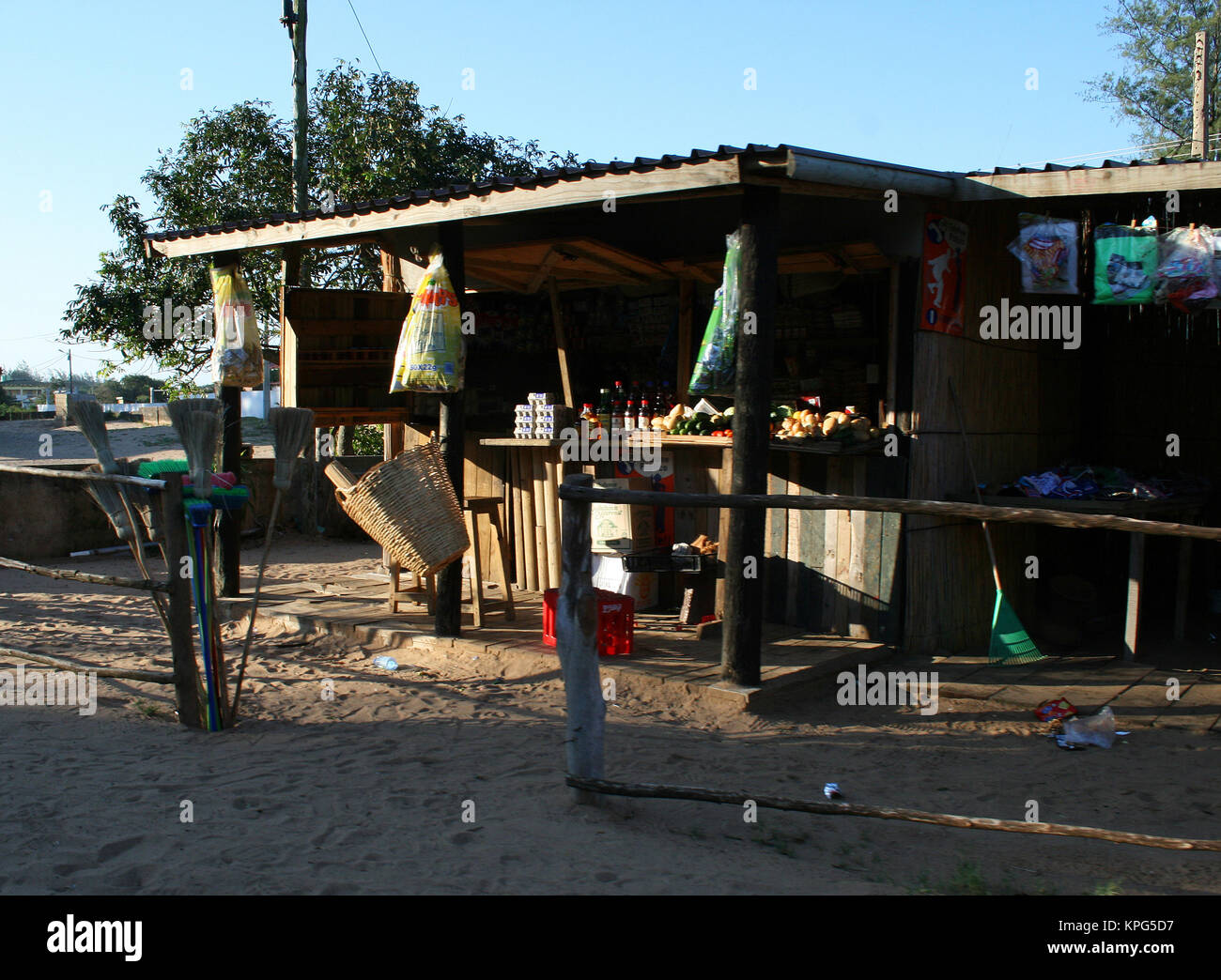 Mozambique, wooden stall selling groceries in Ponta Do Ouro Stock Photo