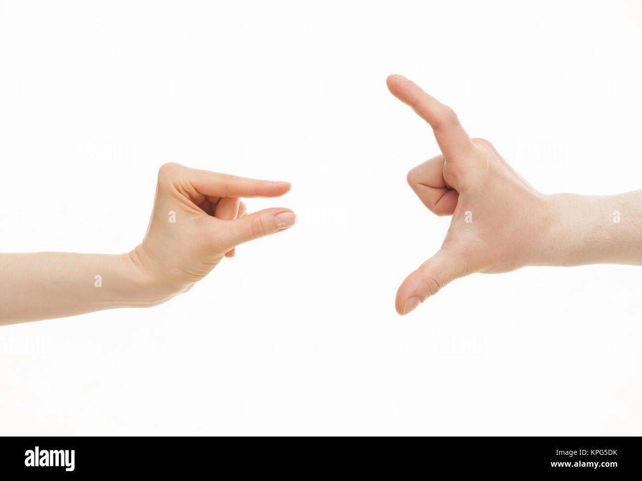 Hands showing different sizes - from small to big Stock Photo - Alamy