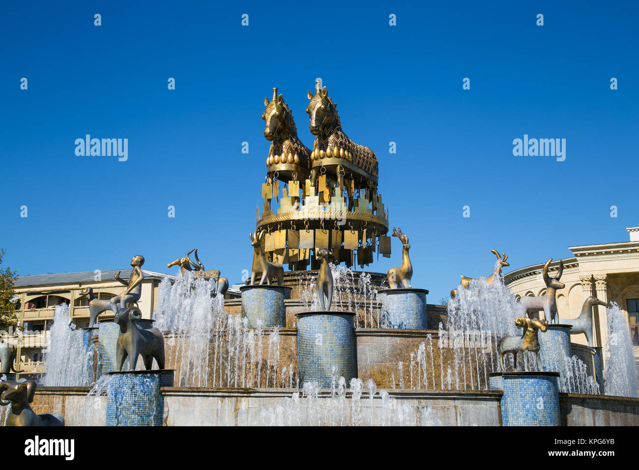 Kolkhida Fountain on the central square of Kutaisi, Georgia, Europe. Stock Photo