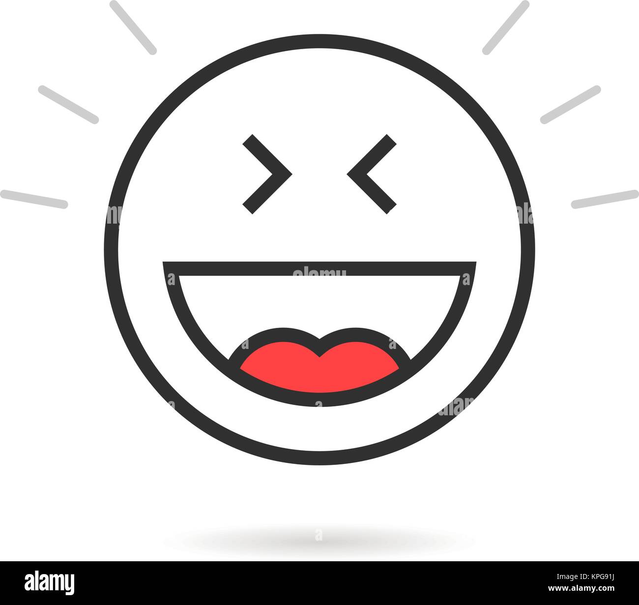joyful thin line emoji icon with shadow Stock Vector Image & Art - Alamy