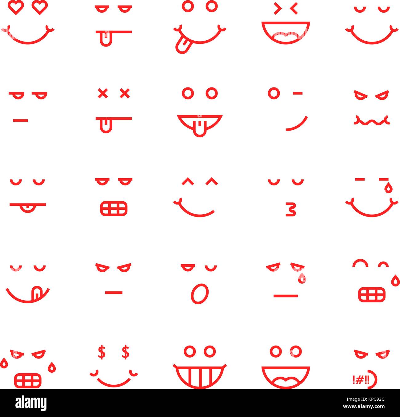 red thin line emoji icons Stock Vector Image & Art Alamy
