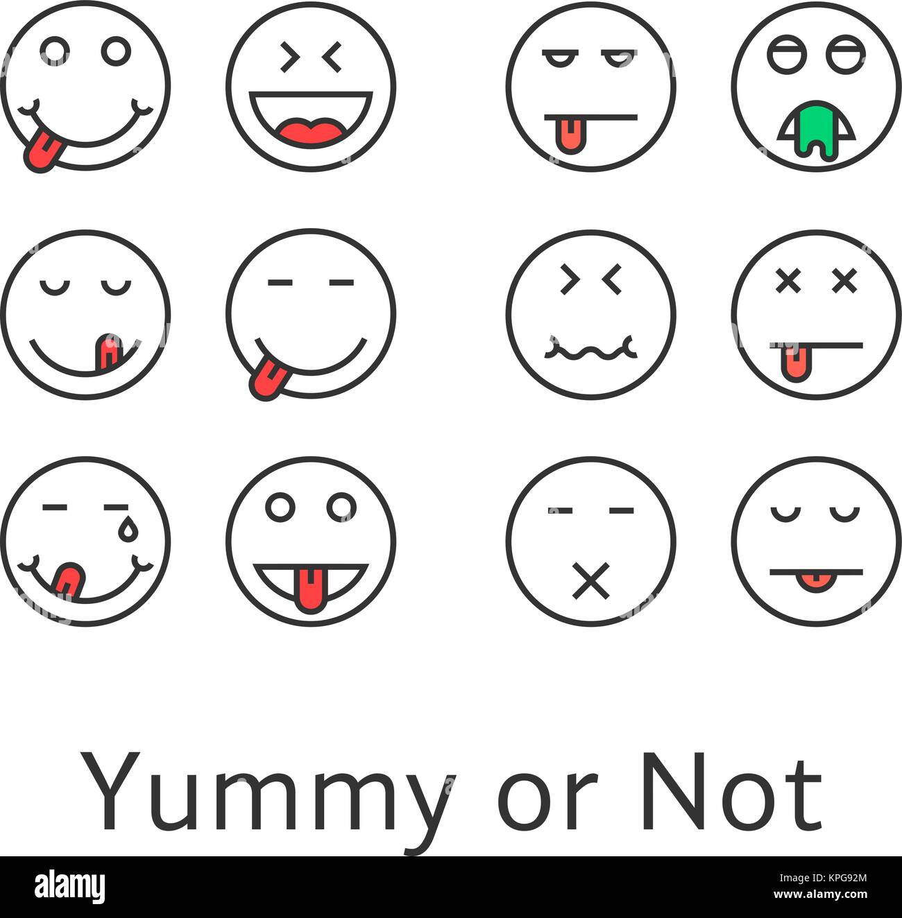 thin line yummy emoji icons Stock Vector Image & Art - Alamy