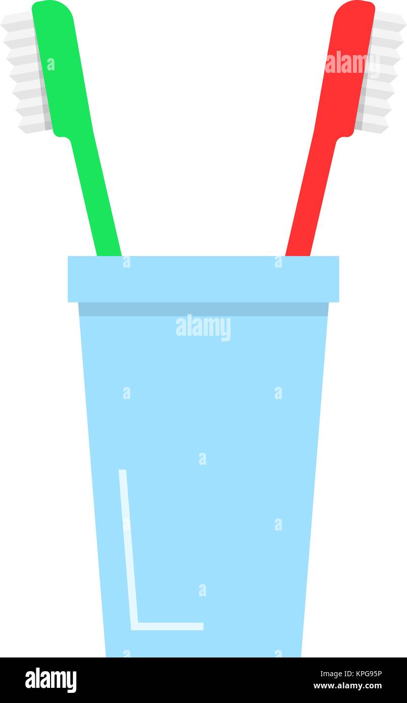Toothpaste and toothbrush and glass Stock Vector Images - Alamy