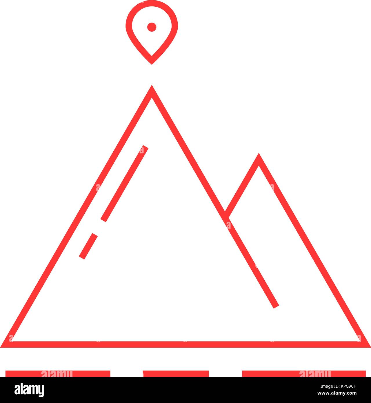 thin line mountain with map pin Stock Vector Image & Art - Alamy