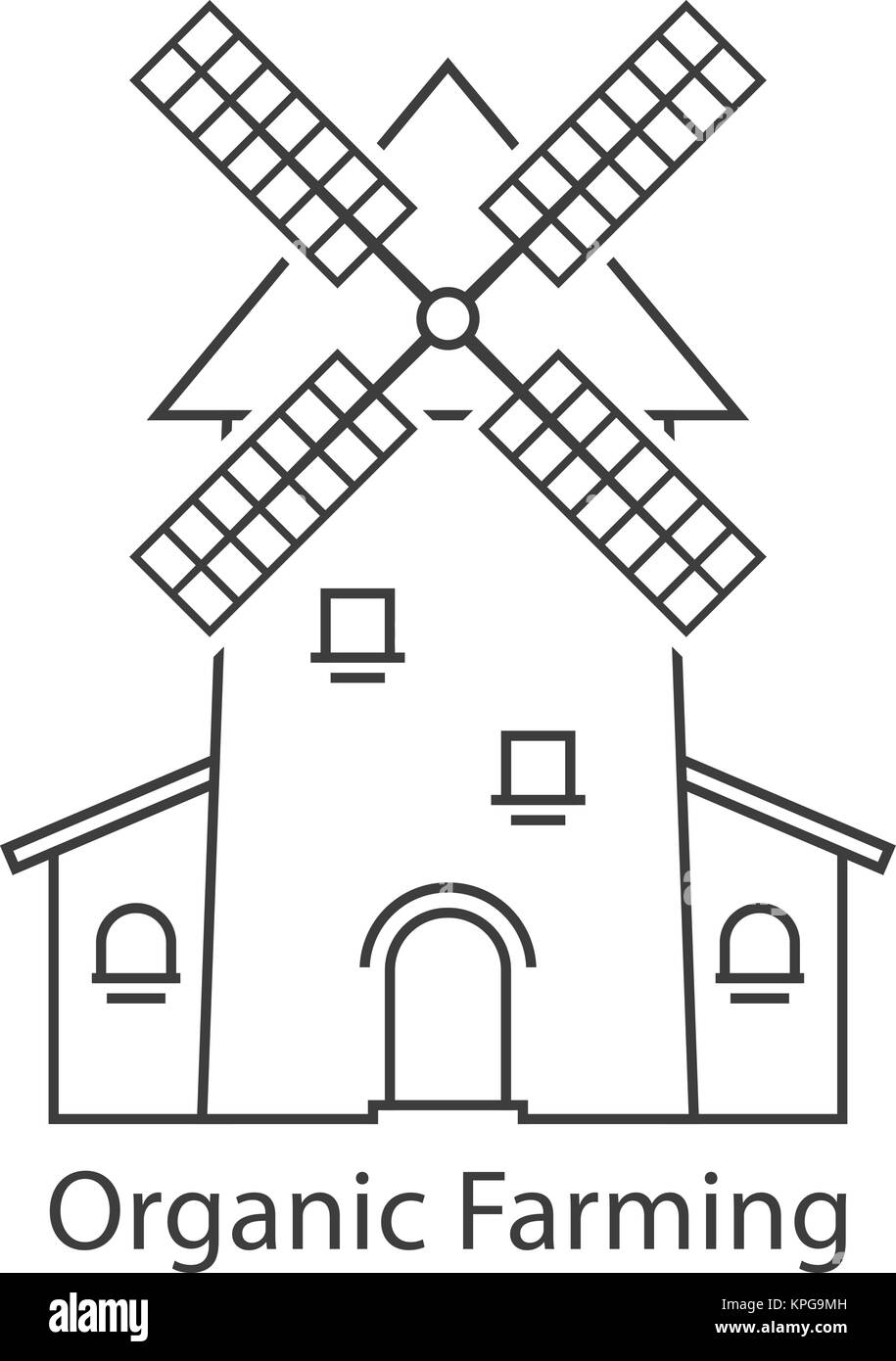 thin line organic farming logo with windmill Stock Vector Image & Art ...