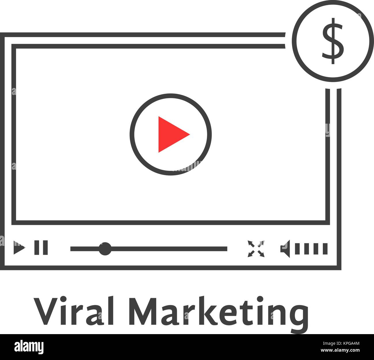 thin line video player like viral marketing Stock Vector Image & Art ...