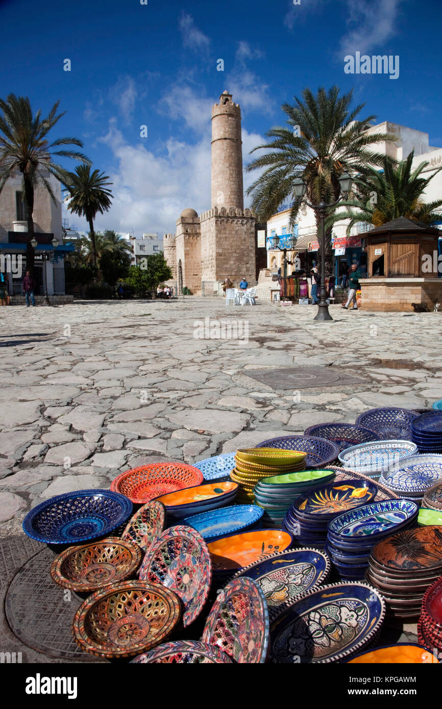 Tunisia, Tunisian Central Coast, Sousse, Medina market by the Great MOsque Stock Photo