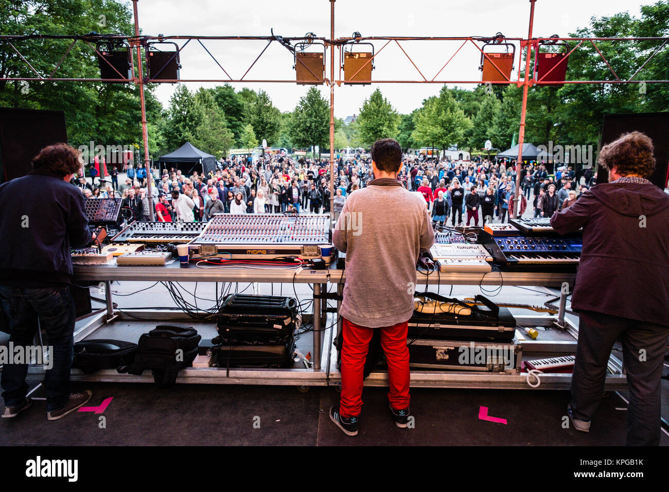 The Italian electronic music producer and DJ-collective Magic Mountain High  performs a live DJ-set at Culture Box during the Danish electronic music  festival STRØM Festival 2014 in Copenhagen. Denmark, 16/08 2014 Stock
