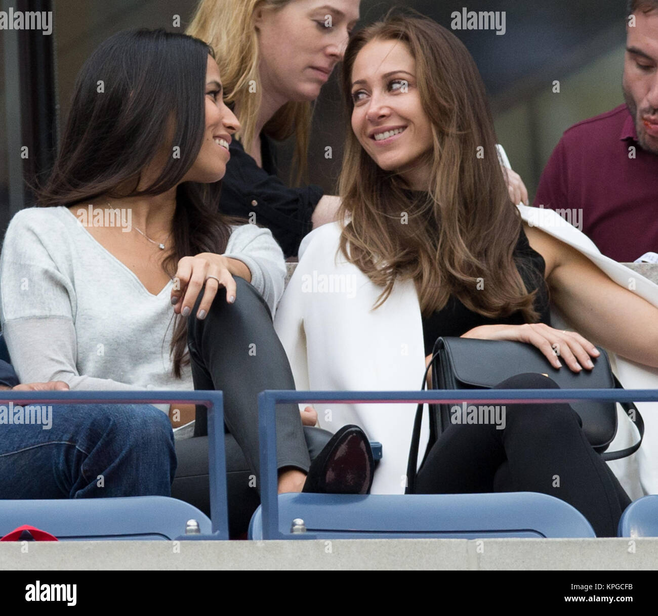 FLUSHING NY- SEPTEMBER 08: Axelle Francine, Andrea Rajacic, at the Mens Singles Finals Day fifteen of the 2014 US Open at the USTA Billie Jean King National Tennis Center on September 8, 2014 in the Flushing neighborhood of the Queens borough of New York City   People:  Axelle Francine, Andrea Rajacic Stock Photo