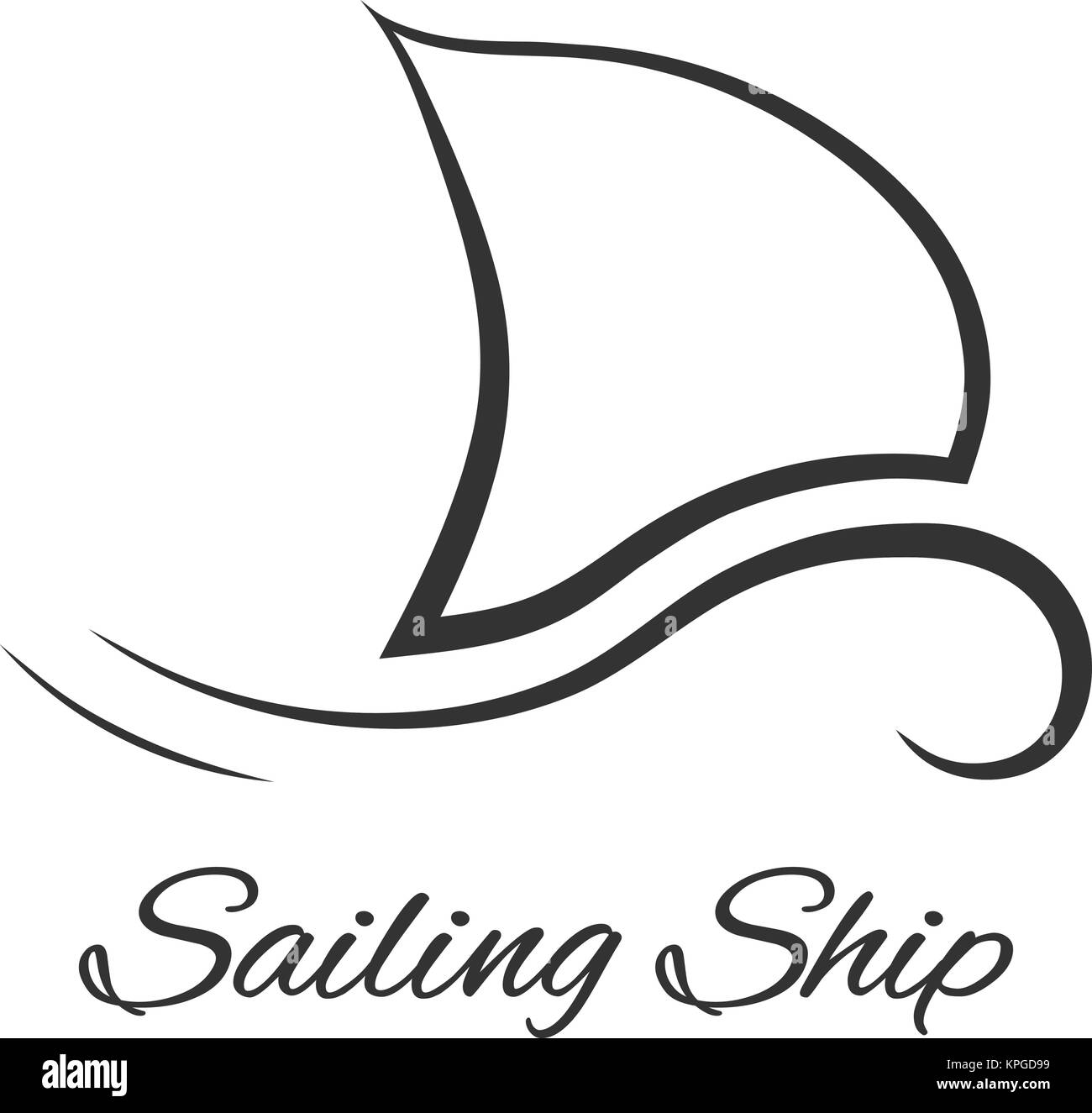 black sailing ship logo Stock Vector