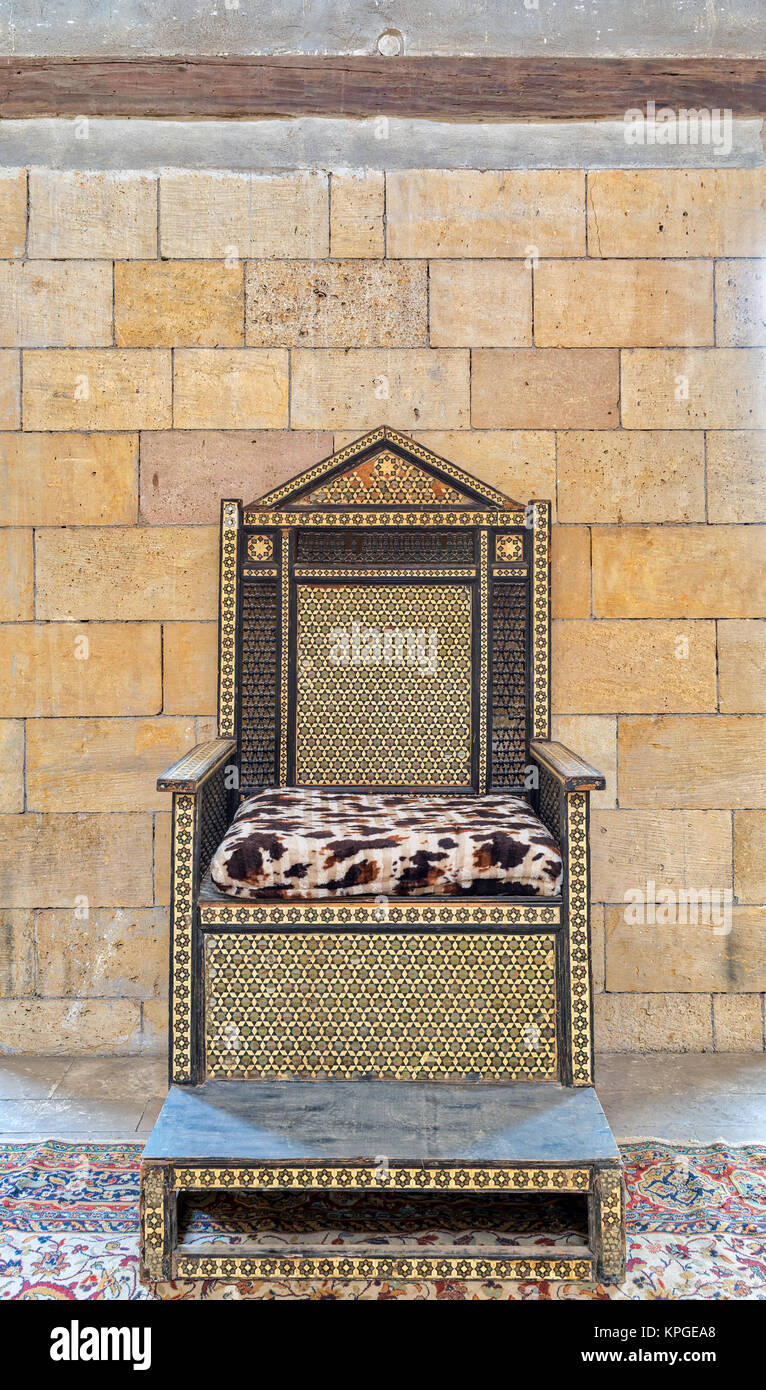 Wooden chair with arabesque seamless pattern based on hexagram (star of ...