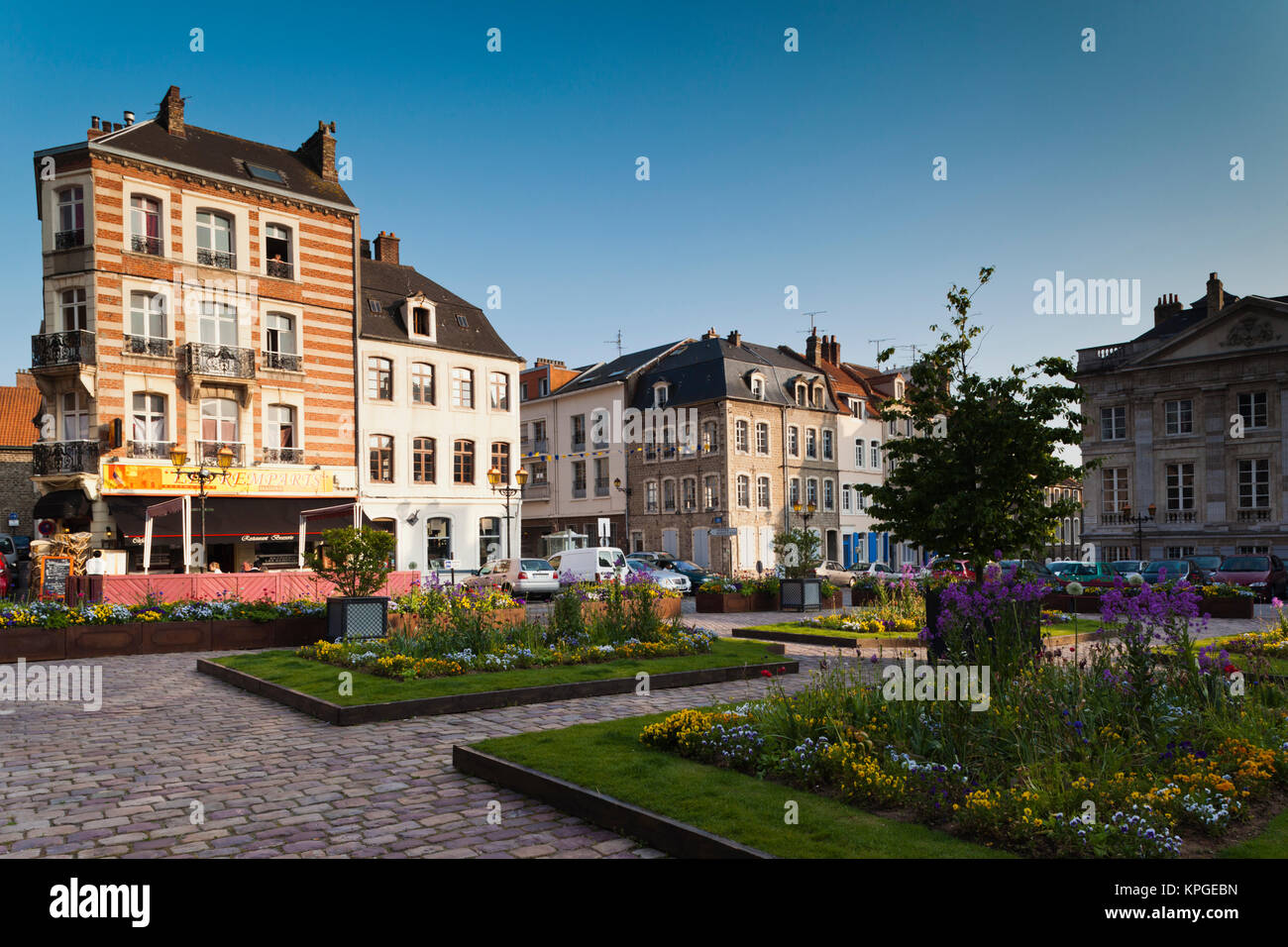 France, Pas de Calais, Boulogne sur Mer, Haut Ville, Upper City, Place Godefroy de Bouillon. Stock Photo
